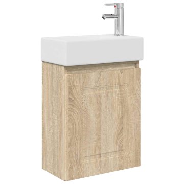 Vidaxl Kopalniška omarica s tapo Sonoma hrast 45,5 x 22,5 x 84 cm
