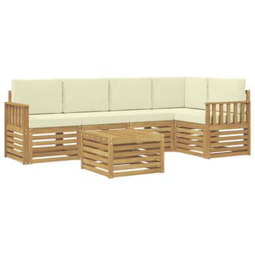 Vidaxl Zunanja garnitura za sedenje 6 szt. Bela in krem 59 x 59 x 37 cm