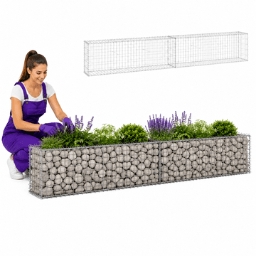 Vidaxl Gabionska stena s pokrovi iz pocinkanega jekla 300x30x50 cm