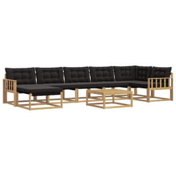 Vidaxl Zunanja garnitura za sedenje 8 szt. Bela in črna