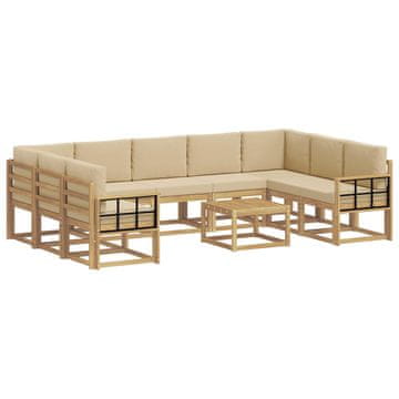 Vidaxl Zunanja garnitura za sedenje 10 szt. Bela in bež 59 x 59 x 37 cm