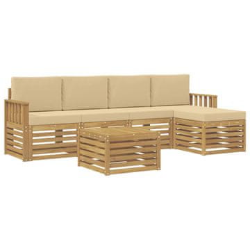 Vidaxl Zunanja garnitura za sedenje 6 szt. Bela in bež 59 x 59 x 37 cm