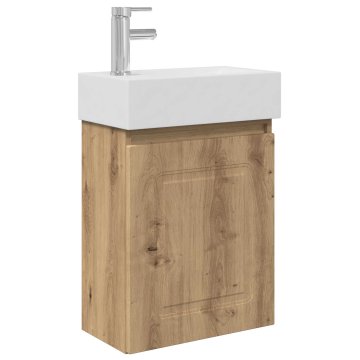 Vidaxl Kopalniška omarica s tapo Artisan hrast 45,5 x 22,5 x 84 cm