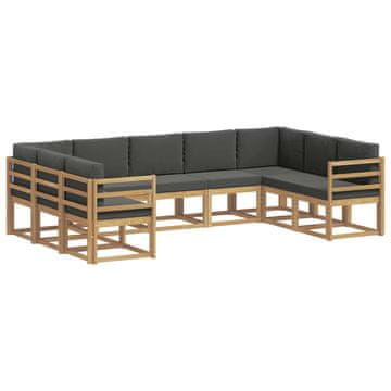 Vidaxl Zunanja garnitura za sedenje z blazino 9 szt. Bela in antracit