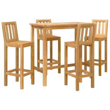 Vidaxl zunanji barski set 5 szt. Neobdelano Trden tikov les
