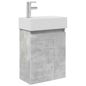 Vidaxl Kopalniška omarica s tapo Betonsko siva 45,5 x 25,5 x 84 cm