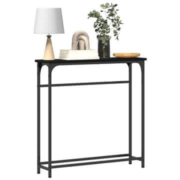 Vidaxl Konzolna miza Črna Orehovina 75 x 19,5 x 75 cm Konstruiran les