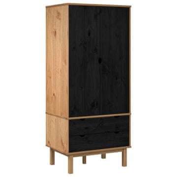 Vidaxl Garderobna omara OTTA Črna 76,5 x 53 x 172 cm Trdna borovina
