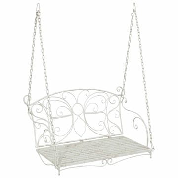 Vidaxl Gugalna klop Jeklo 105,5 x 61 x 56 cm Antik bela