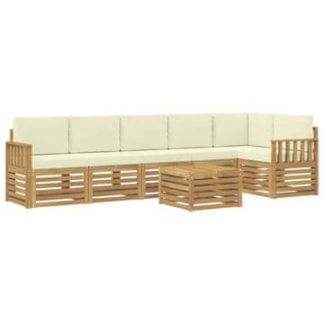 Vidaxl Zunanja garnitura za sedenje 7 szt. Bela in krem 59 x 59 x 37 cm