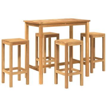 Vidaxl zunanji barski set 5 szt. Neobdelano Trden tikov les