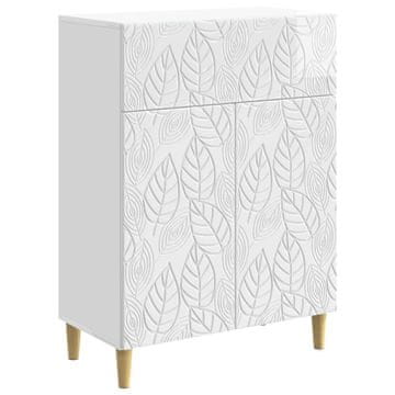 Vidaxl Strani šal Bela visok sijaj 66 x 34,5 x 90 cm Inženirski les