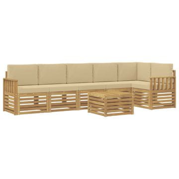 Vidaxl Zunanja garnitura za sedenje 7 szt. Bela in bež 59 x 59 x 37 cm