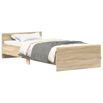 Vidaxl Okvir postelje z naslonjalom Sonoma hrast 80 x 200 cm