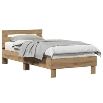 Vidaxl Okvir postelje z naslonjalom Artisan hrast 80 x 200 cm