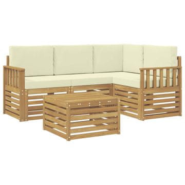 Vidaxl Zunanja garnitura za sedenje 5 szt. Bela in krem 59 x 59 x 37 cm