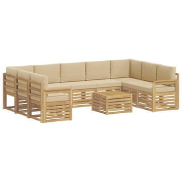 Vidaxl Zunanja garnitura za sedenje 8 szt. Bela in bež 59 x 59 x 37 cm