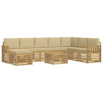 Vidaxl Zunanja garnitura za sedenje 7 szt. Bela in bež 59 x 59 x 37 cm