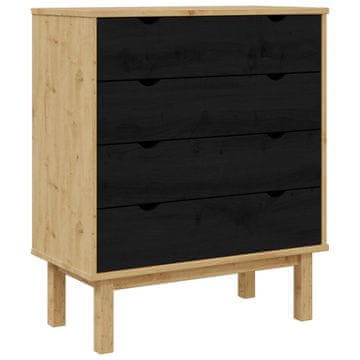 Vidaxl Predalni šafka OTTA Črna 76,5 x 39,5 x 90 cm Trdna borovina