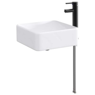 Vidaxl Umivalnik z mešalnikom in odtokom Mat črna 36,5 x 36,5 x 13 cm