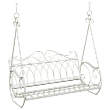 Vidaxl Gugalna klop Jeklo 112 x 60 x 126,5 cm Antik bela