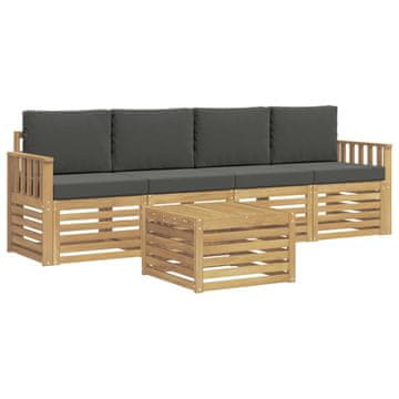 Vidaxl Zunanja garnitura za sedenje 5 szt. Bela in antracit Poliester