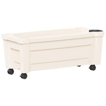 Vidaxl Calypso cvetlični lonec s kolesi Bela 79 x 35 x 33 cm PP
