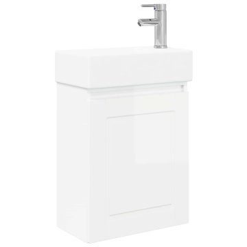 Vidaxl Kopalniška omarica s tapo Bela visok sijaj 45,5 x 22,5 x 84 cm