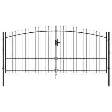Vidaxl Dvojna vrata s ključavnico Woerden Siva 400 x 224,5 cm Jeklo