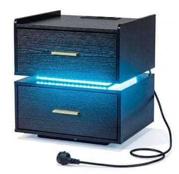 Northix LED nočna omarica 45 cm z USB priključki in dvema predaloma