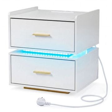 Northix LED nočna omarica 45 cm z USB priključki in dvema predaloma
