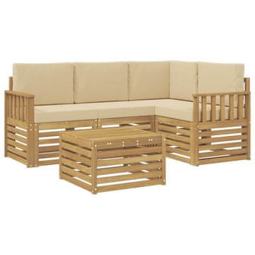 Vidaxl Zunanja garnitura za sedenje 5 szt. Bela in bež 59 x 59 x 37 cm
