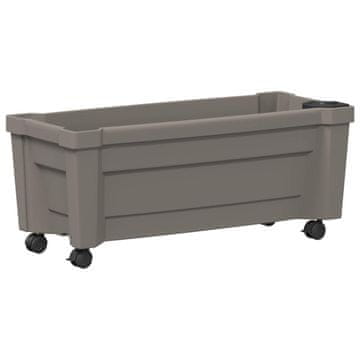 Vidaxl Calypso cvetlični lonec s kolesi Siva 79 x 35 x 33 cm PP