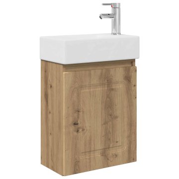 Vidaxl Kopalniška omarica s tapo Artisan hrast 45,5 x 22,5 x 84 cm