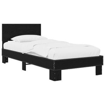 Vidaxl Okvir postelje z naslonjalom Črni hrast 80 x 200 cm