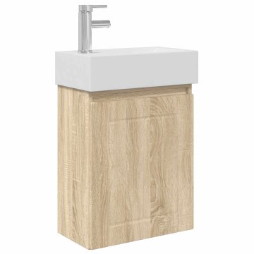 Vidaxl Kopalniška omarica s tapo Sonoma hrast 45,5 x 25,5 x 84 cm