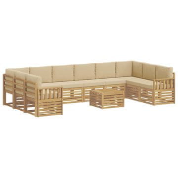 Vidaxl Zunanja garnitura za sedenje 8 szt. Bela in bež 59 x 59 x 37 cm