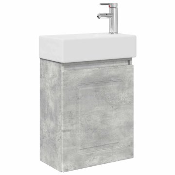 Vidaxl Kopalniška omarica s tapo Betonsko siva 45,5 x 22,5 x 84 cm