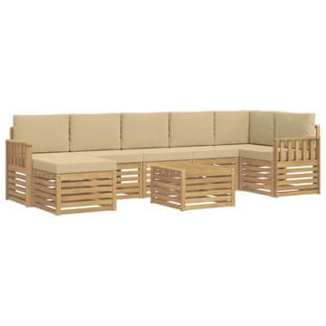 Vidaxl Zunanja garnitura za sedenje 7 szt. Bela in bež 59 x 59 x 37 cm