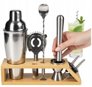 shumee 10-v-1 BARMANSKI SET ZA PIJAČE z BAMBUSOVIM stojalo POLETNA DARILNA ZABAVA