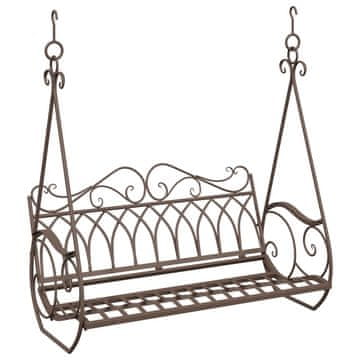 Vidaxl Gugalna klop Jeklo 112 x 60 x 126,5 cm Antik rjava