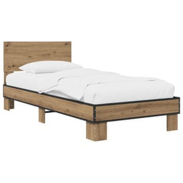 Vidaxl Okvir postelje z naslonjalom Artisan hrast 80 x 200 cm