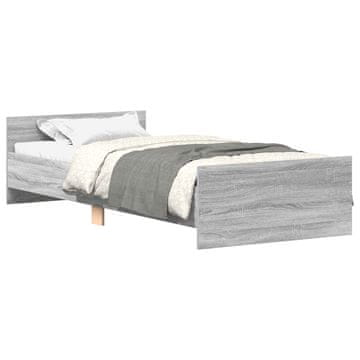 Vidaxl Okvir postelje z naslonjalom Siva Sonoma 80 x 200 cm