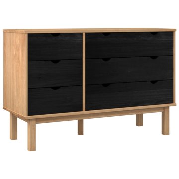 Vidaxl Predalna omara OTTA Črna 111 x 43 x 73,5 cm Trdna borovina