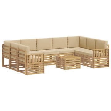 Vidaxl Zunanja garnitura za sedenje 8 szt. Bela in bež 59 x 59 x 37 cm