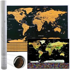 shumee Zemljevid sveta SCRATCH 82x59 cm s tubusom, darilo za TRAVELER, zastavice