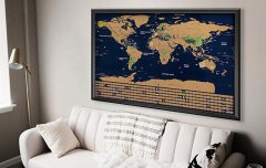 shumee Zemljevid sveta SCRATCH 82x59 cm s tubusom, darilo za TRAVELER, zastavice