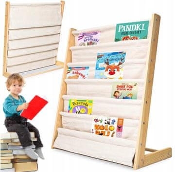shumee OTROŠKO KNJIŽNO STOJALO 79 CM ORGANIZATOR 6 POLIC IZ MOČNEGA LESENA