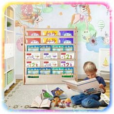 shumee OTROŠKO KNJIŽNO STOJALO 79 CM ORGANIZATOR 6 POLIC IZ MOČNEGA LESENA