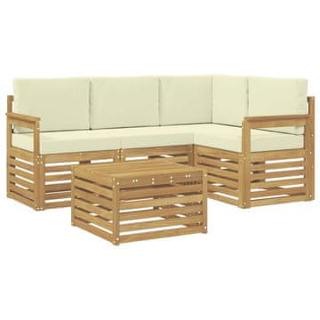 Vidaxl Zunanja garnitura za sedenje 5 szt. Bela in krem 59 x 59 x 37 cm